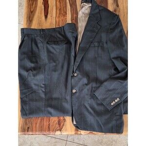 Vtg. La Mar Clothing By Carl Heart Classic Gray Pinstripe Men's Suit 44R